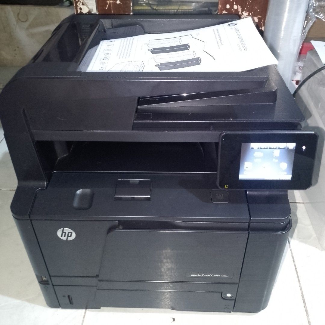 HP LaserJet Pro 400 MFP M425dn Printer (Category: Printers, Scanners & Copiers) located in Pateros City. Submitted by valezajoakkergor004 (Listing ID 1453183262, Image 1). Description: - HP LaserJet Pro 400 MFP M425dn - Multifunction: Printer, Copier, Scanner, Fax - Easy-to-use screen with options for USB, Fax, Copy, Scan, and Apps - Top document feeder for scanning/copying.