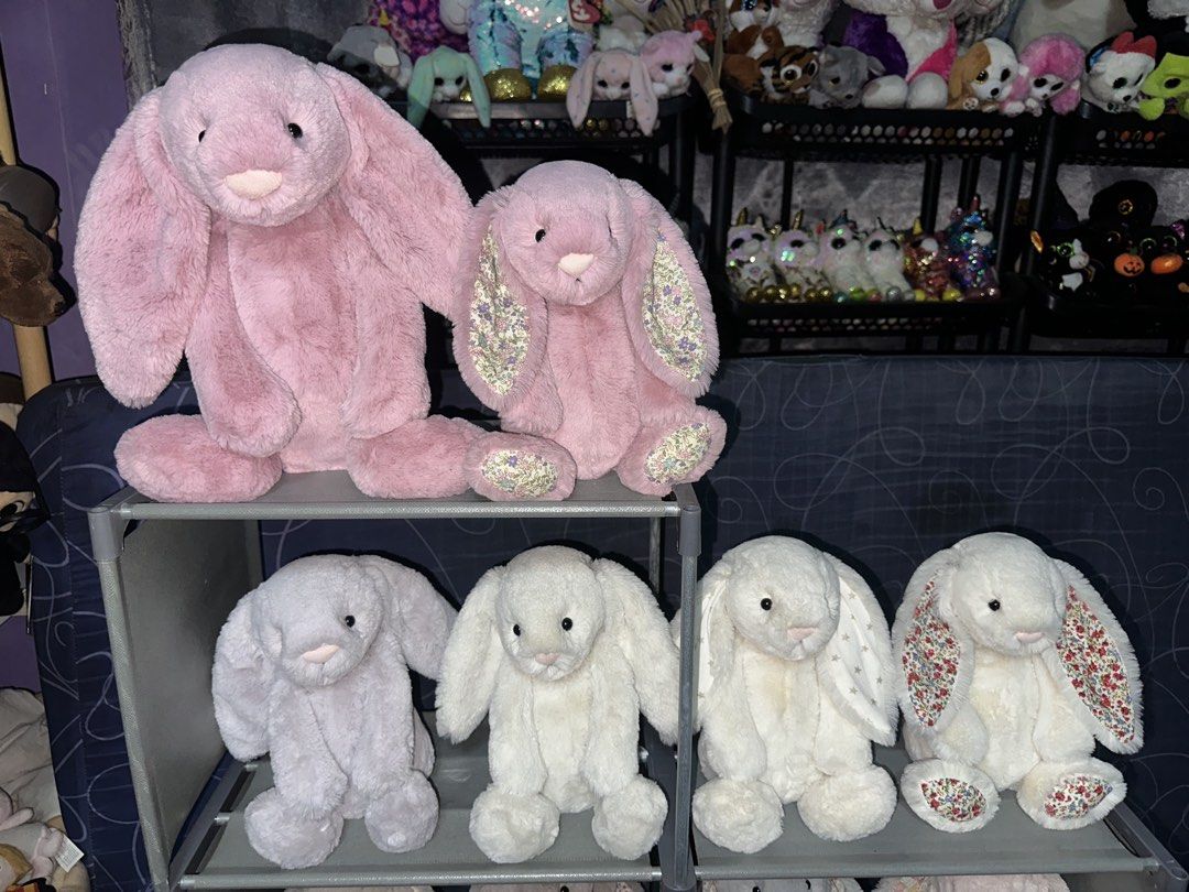 Jellycat Bashful Bunny Stuffed Toy (Category: Plushies & Soft Toys) located in Pasig City. Submitted by katplush_superlove (Listing ID 1453203286, Image 2). Description: *I only have the bunnies in the picture for sale, please, I don’t have others for sale* - Prices vary per item - From white 1k php lowest cost to 2,300 Large Tulip Pink - All have been washed - all like new - cared for - payment first - Lalamove or J&T - can provide more photos o