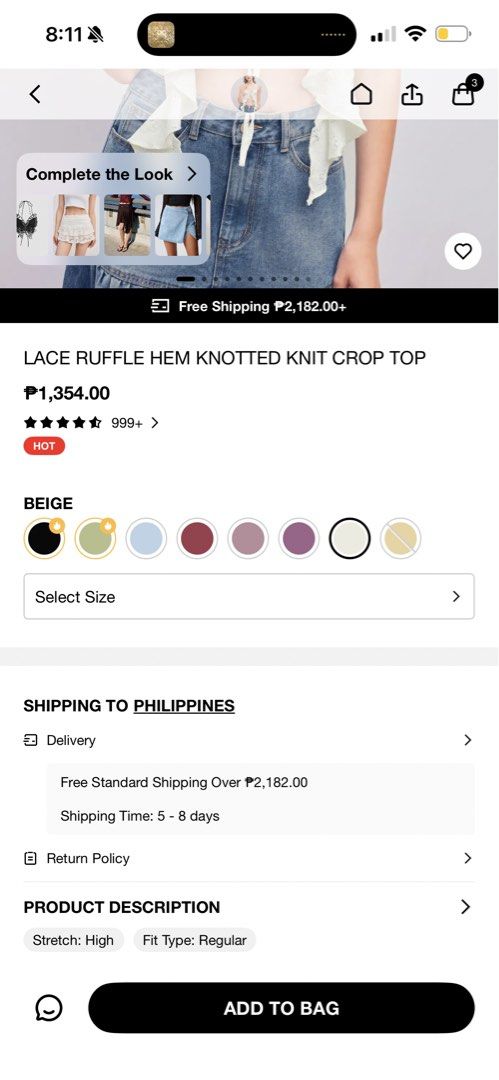Lace Ruffle Hem Knotted Knit Crop Top (Category: Others Tops) located in Taguig. Submitted by mnlpieces (Listing ID 1453051108, Image 2). Description: Wore this once to a party RFS: not my vibe.