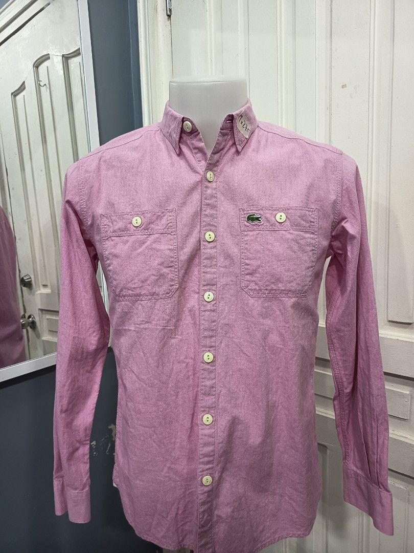 Lacoste Long Sleeve Button Up Shirt Pink & White (Category: Tshirts & Polo Shirts ) located in Cagayan de Oro. Submitted by chloedime (Listing ID 1453058811, Image 1). Description: ₱1300 each.