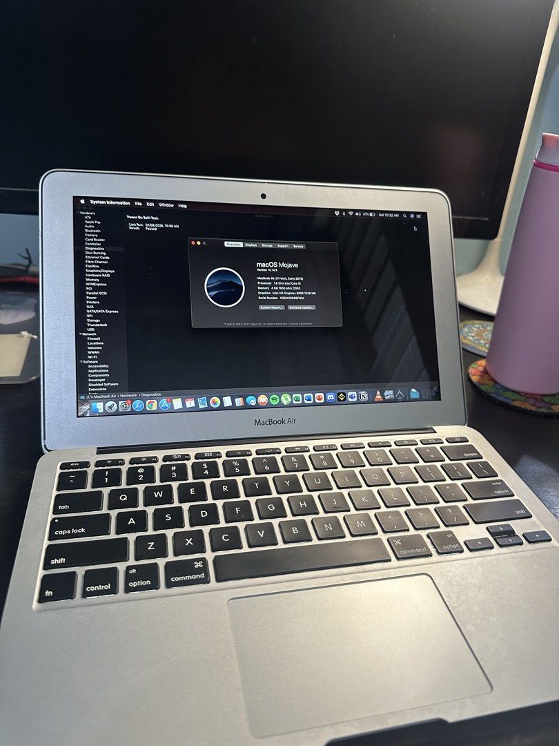 MacBook Air (11.6-inch, Early 2015) (Category: Laptops & Notebooks) located in Quezon City. Submitted by jlmadrinan (Listing ID 1453065118, Image 1). Description: MacBook Air (11.6-inch, Early 2015) OS: macOS Mojave Version 10.14.6 Processor: 1.6GHz Dual-Core Intel Core i5 Memory: 4GB 1600 MHz DDR3 Graphics: Intel HD 6000 1536MB Display: 11.6-inch (1366 x 768) Storage: Apple SSD 121GB Cycle Count: 286 ✅ original MagSafe power adapter ✅ No history