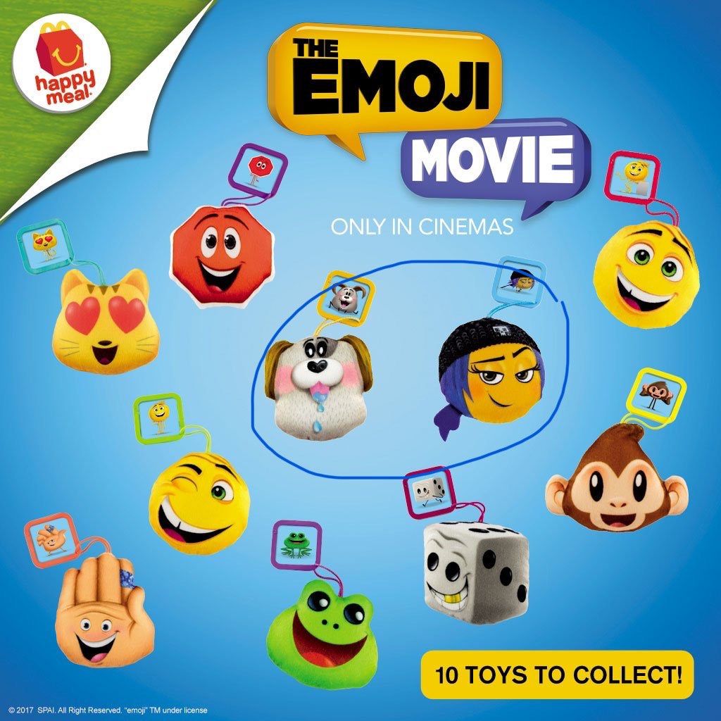 Mcdonalds emoji movie (Category: Character Goods) located in Manila. Submitted by declutteringrandoms (Listing ID 1453220298, Image 1). Description: Emoji movie - dog unsealed slight dust, other sealed - 40 set 📍LOC: Maginhawa Quezon city 💵MOP: Gcash 📦MOD: JNT nationwide shipping, Lalamove, angkas padala .