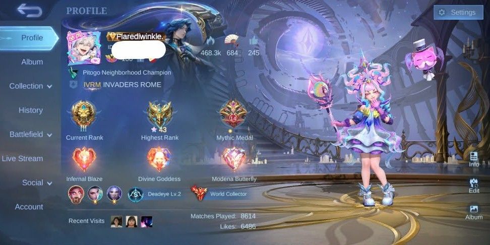 MLBB ACCOUNT (Category: Game Gift Cards & Accounts) located in Manila. Submitted by rafabellsl29620 (Listing ID 1453093400, Image 1). Description: This is my MLBB Account.(Original owner) Reason for Selling: Badly needed cash This account have so many skins to use and to play with. Feel free to ask if there are skins you want to verify if I have it. Posted images are just some of the notable skins of this account. Also, this is a WORLD COLLECTOR 