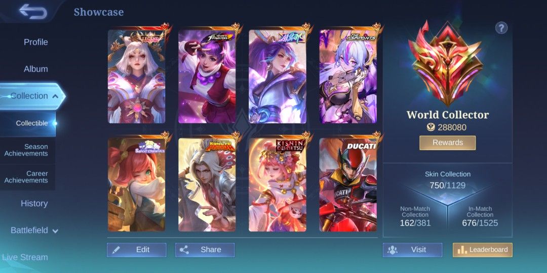 MLBB ACCOUNT (Category: Game Gift Cards & Accounts) located in Manila. Submitted by rafabellsl29620 (Listing ID 1453093400, Image 2). Description: This is my MLBB Account.(Original owner) Reason for Selling: Badly needed cash This account have so many skins to use and to play with. Feel free to ask if there are skins you want to verify if I have it. Posted images are just some of the notable skins of this account. Also, this is a WORLD COLLECTOR 