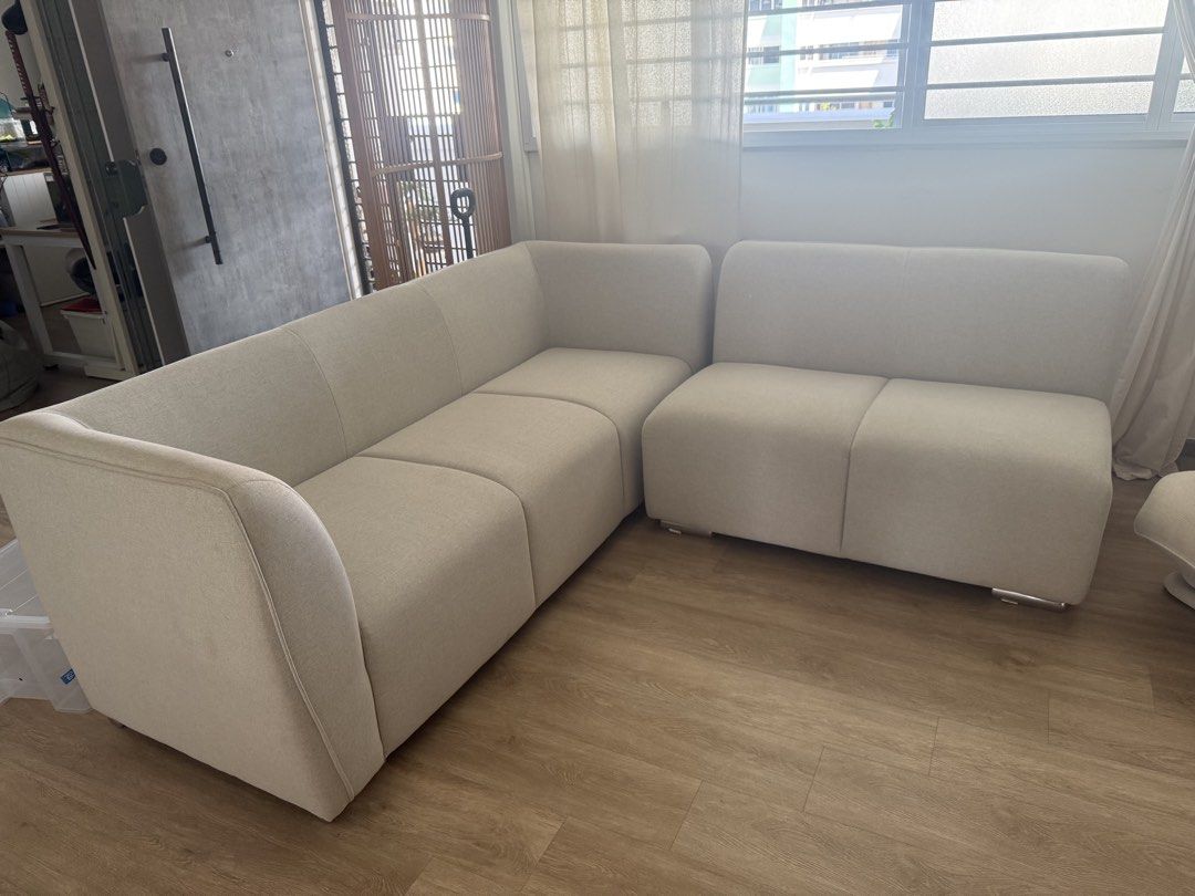 Modular Sofa (Category: Sofas) located in Singapore. Submitted by hello_apple999 (Listing ID 1453105235, Image 1). Description: Modular Sofa Well kept condition Less than 1 year usage Fabric material Light grey Arrange for your own delivery You may view to offer (price nego).