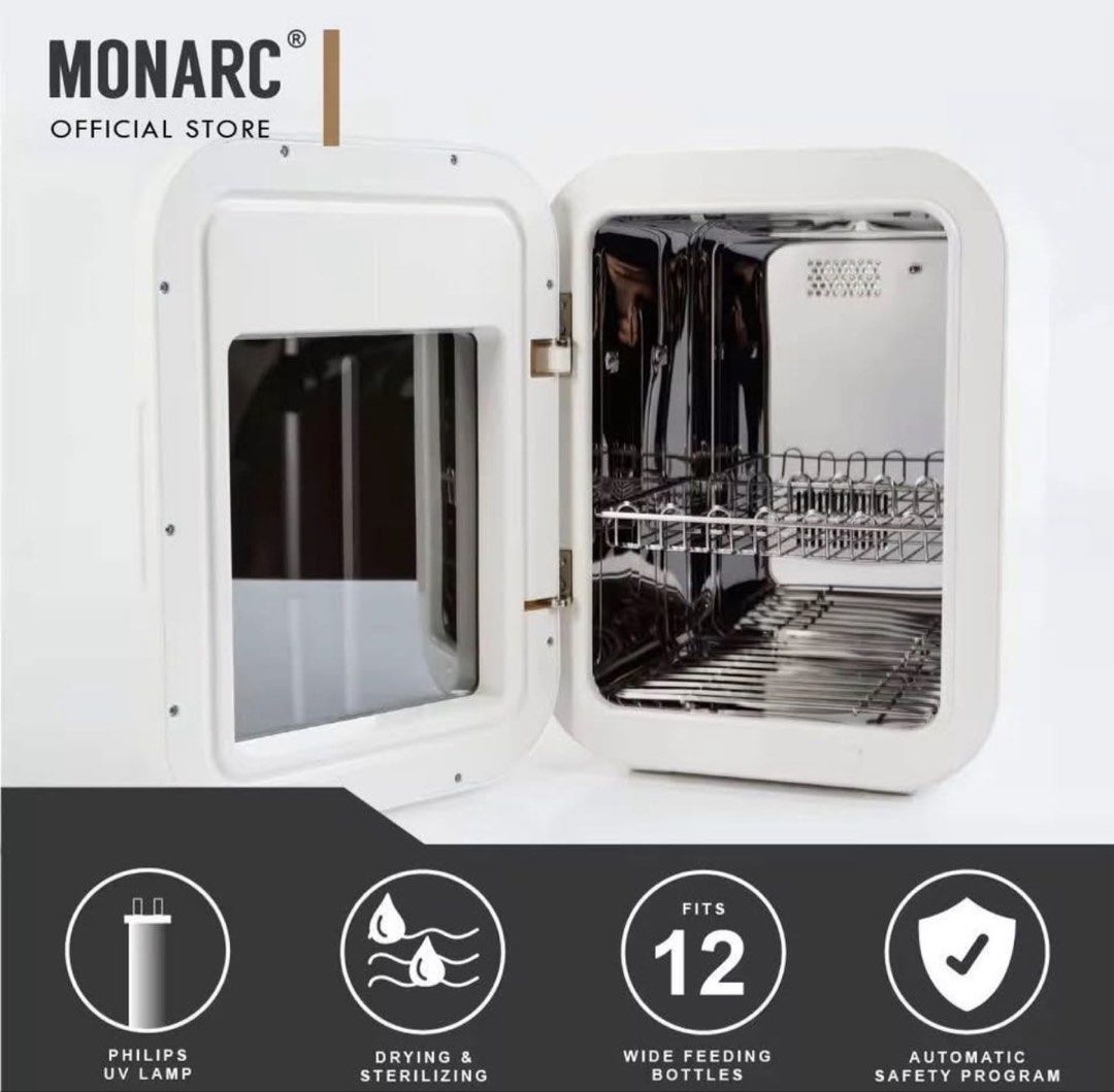 Monarc UV-16 Sterilizer Cabinet - Drying & Sterilizing (Category: Breastfeeding & Bottle Feeding) located in Cainta. Submitted by alsva (Listing ID 1453234406, Image 2). Description: - Monarc UV-16 Sterilizer Cabinet - Uses Philips UV lamp for effective drying and sterilization - Large capacity: Fits up to 12 wide feeding bottles - Features an automatic safety program for peace of mind - Ideal for maintaining hygiene and dryness of baby bottles.