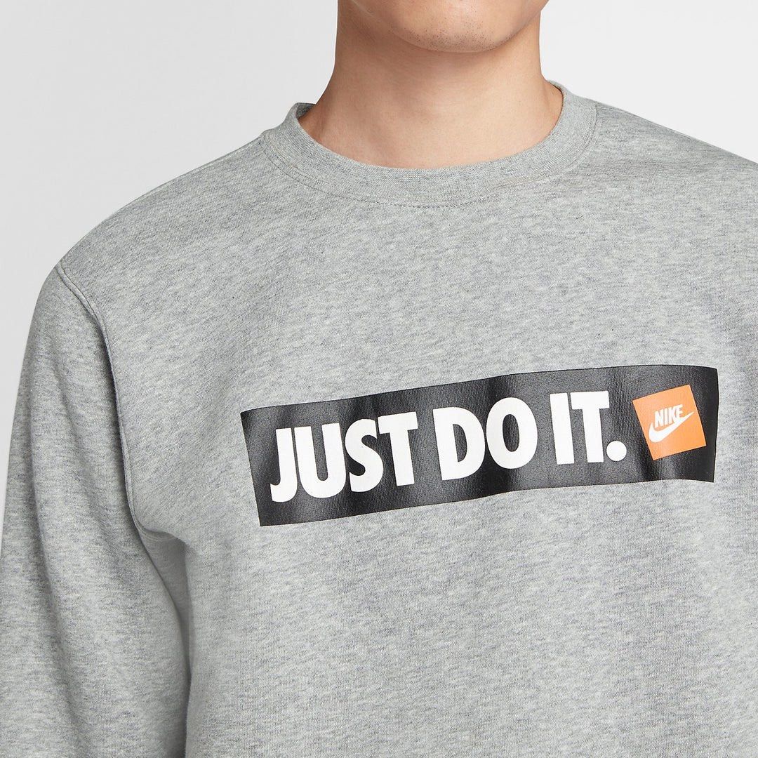 Nike Grey "Just Do It." Crewneck Sweatshirt (Category: Coats, Jackets and Outerwear) located in Manila. Submitted by switchcity (Listing ID 1453052895, Image 2). Description: - Grey Nike crewneck sweatshirt - Features classic "Just Do It." graphic - Comfortable and casual, perfect for everyday wear - Tag shows size L - Made in China.