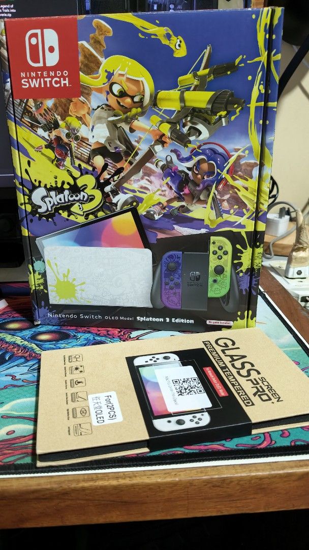 Nintendo Switch OLED Splatoon Edition (Category: Nintendo) located in Manila. Submitted by lauraarseid (Listing ID 1453188037, Image 1). Description: Nintendo Switch OLED Splatoon Edition comes with Tempered Glass and Case "di lang po na include sa pic". New Condition and is in lower firmware version, I mainly bought it for preservation and for my collection so it is only turned on for checking and never used for any gaming. All accessories are a