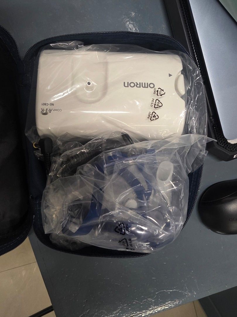OMRON Compressor Nebulizer NE-C801 with Carrying Bag (Category: Medical Supplies & Tools) located in Pasay City. Submitted by chintwoonly (Listing ID 1453168904, Image 3). Description: - OMRON NE-C801 Compressor Nebulizer - Comes with a convenient carrying bag - Lightweight design (only 270g) - Low noise operation for a more comfortable experience - MMAD of 3 micrometers for efficient treatment - Ideal for all your healthcare needs.