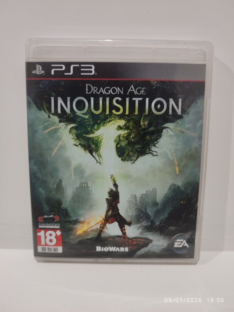 PS3 - Dragon Age Inquisition (PRE-OWNED) "R3" (Category: PlayStation) located in Mendez-Nunez. Submitted by sf2_gameshop (Listing ID 1453161845, Image 1). Description: PLEASE READ CONDITION: A pre-owned item. Installed and tested working. The case has three small dents - pls. refer to the posted photos. REGION: 3 - Asia GENRE: Action role-playing MODE: 1 player VOICE: English IN-GAME TEXT: English INSERT: English Feel free to chat for any inquiri