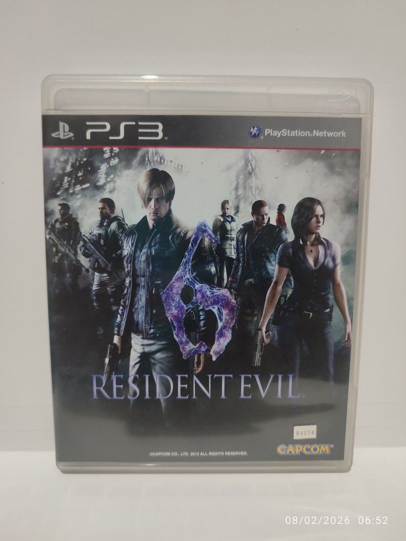 PS3 - Resident Evil 6 (LIKE NEW) "R3" (Category: PlayStation) located in Mendez-Nunez. Submitted by sf2_gameshop (Listing ID 1453233271, Image 1). Description: PLEASE READ CONDITION: Pre-loved item - the condition is ideal for collectors. Tested working. It comes with a game manual and insert. DLC codes are untested. GENRE: Third-person shooter MODE: Single-player REGION: 3 - Asia VOICE: English IN-GAME TEXT: English MANUAL: English Feel free to 