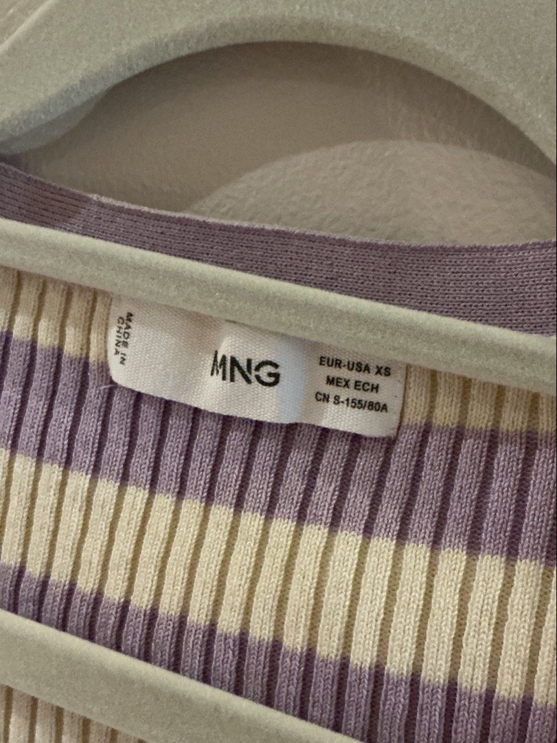 Purple Striped Cardigan (Category: Coats, Jackets and Outerwear) located in Manila. Submitted by valknosis (Listing ID 1453096387, Image 2). Description: Prices are negotiable 💕 GCASH PAYMENT ❄️ SF covered by buyer ❄️ - Slim fitting - Though it is stretchy fabric - May feel smaller depending on bra size.