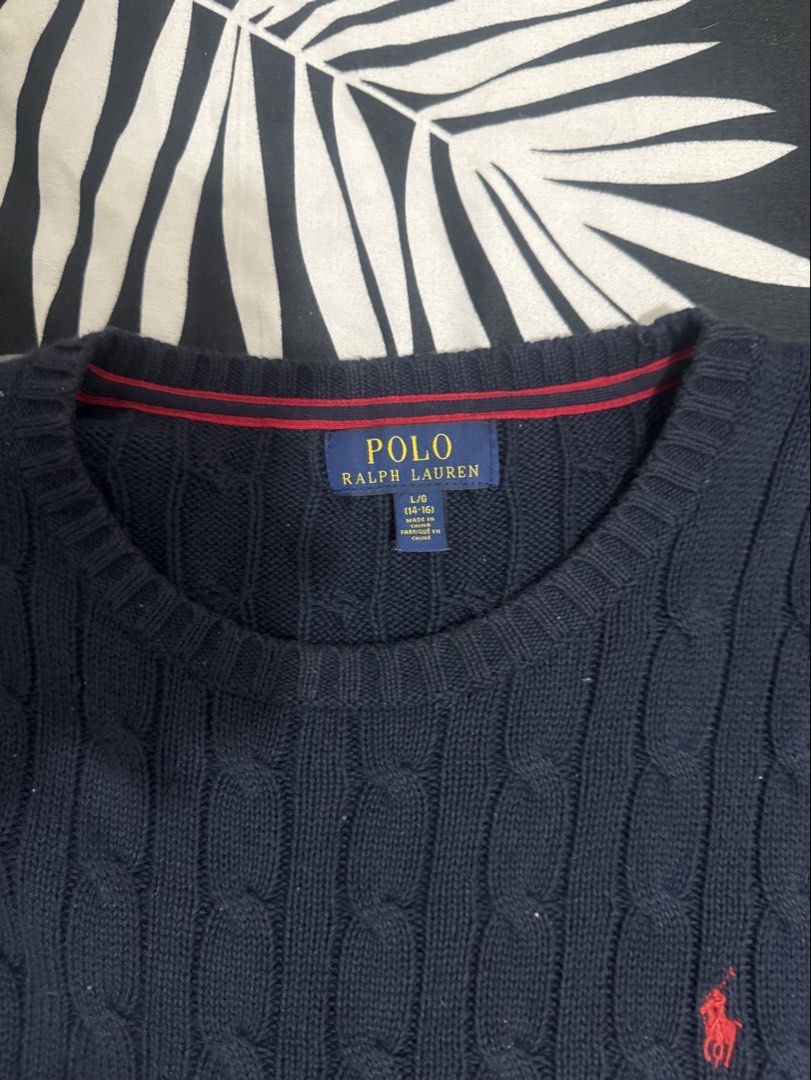 Ralph Lauren Cable-Knit Crewneck Sweater (Category: Coats, Jackets and Outerwear) located in Manila. Submitted by ellaux (Listing ID 1449080596, Image 3). Description: Polo Ralph Lauren Cable Knit Sweater * mint condition * authentic, on-hand (not replica) * wool / cotton blend 20-22x26.