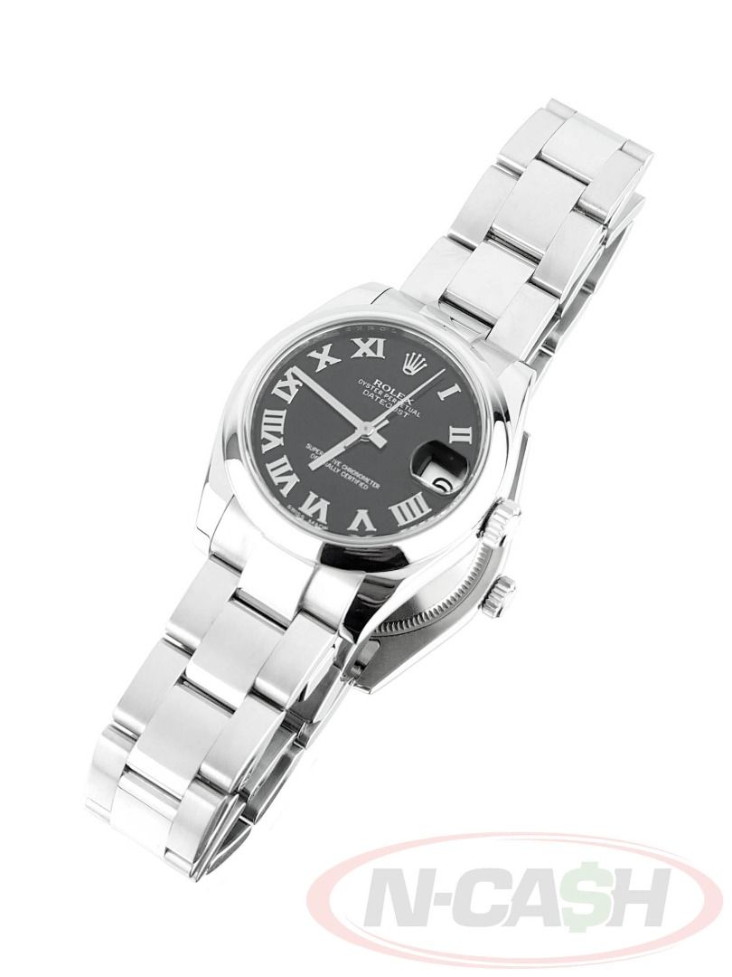 Rolex Datejust 31 Steel Black Dial (Category: Luxury Watches) located in Quezon City. Submitted by luxury_by_n-cash (Listing ID 1453079122, Image 2). Description: N-Cash Pawnshop "Instant Cash for Bags, Watches, Cars, and Electronics" https://www.ncash-pawnshop-philippines.com/ Rolex Datejust 31 Steel Black Dial Ref. 178240 31mm steel case Black dial with Roman markers Oyster bracelet Local AD 2014 Complete retail package in Rolex double box PhP 