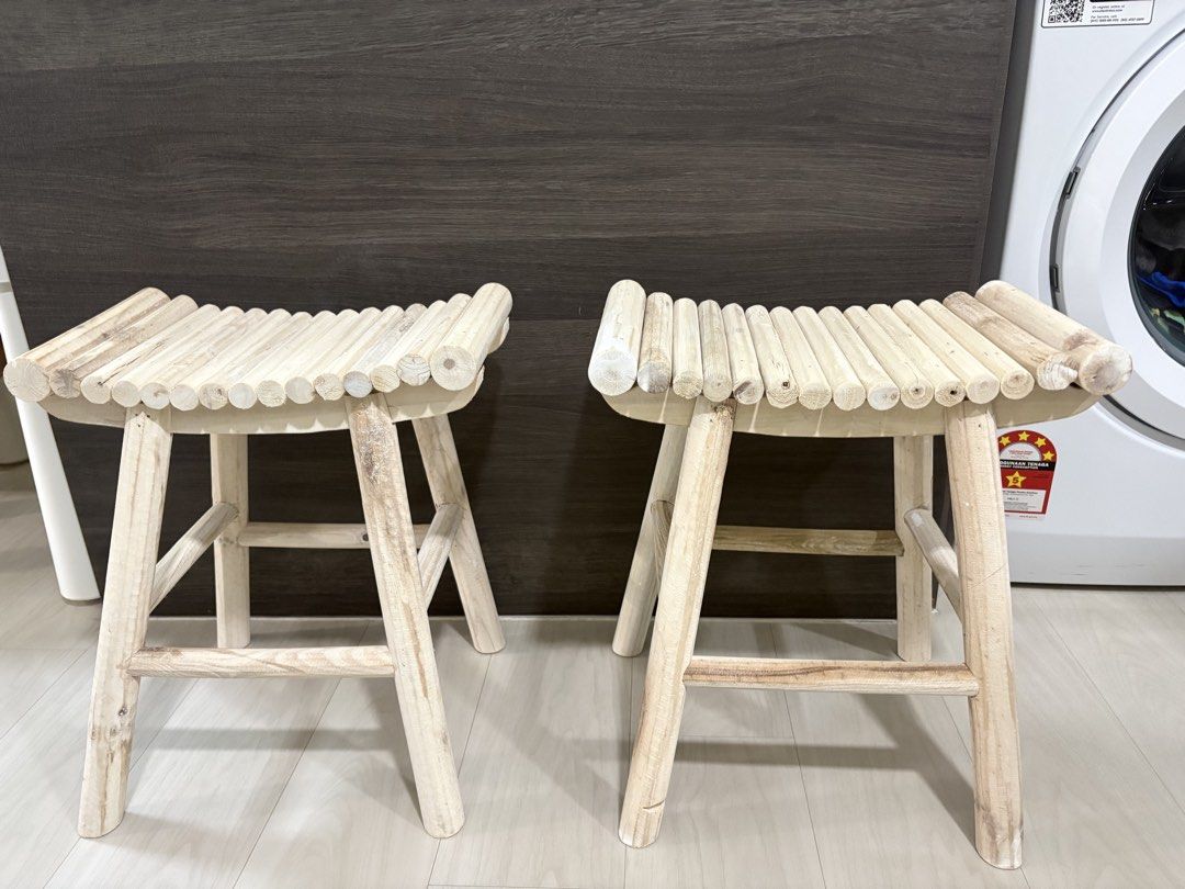 Rustic stools (Category: Chairs) located in Singapore. Submitted by stancheryq43691 (Listing ID 1453124831, Image 1). Description: Two beautiful rustic stools purchased from Australia 2 years ago. Measures 41cm (L) x 23cm (W) x 47cm (H). Like new condition, rarely used. Selling for $15 each. Pick up from Sims drive area. .
