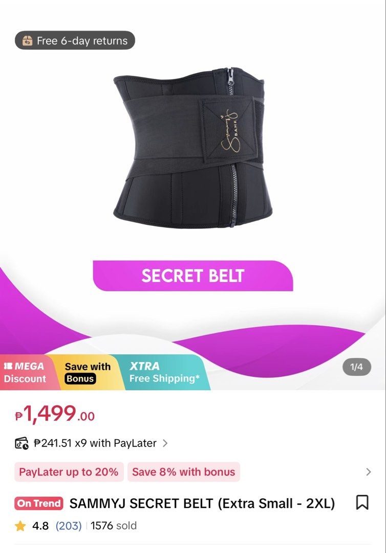 Sammy J Secret Belt - Size Small (Category: Activewear) located in Quezon City. Submitted by rebelliousapp (Listing ID 1453129471, Image 1). Description: Never Been Used - I only tried it on once and unfortunately, it didn’t fit me. Perfect for workouts, postpartum recovery, and new moms looking for extra support and comfort. SAMMY J SECRET BELT Does not roll up or down and detach easily. Comfortable to wear. • Elastic belt outside detachable • C