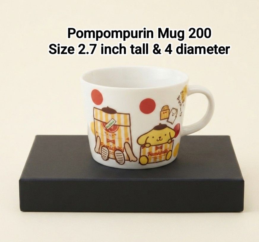 Sanrio Pompompurin Mug (Category: Coffee & Tea Tableware) located in Binan City. Submitted by mayjhe (Listing ID 1453051793, Image 1). Description: 💛 For Sale 💛 🌸 Pompompurin 🍀 Ceramic mug 📍 Condition: Good 💰 Price is ₱ 200.00 👉 Other details posted 🇵🇭 Location Biñan Laguna 🛵 Courier J& T and Lalamove 📋 Shipping by schedule 📍 NO COD & COP 📌 All items are carefully packed and labeled with Fragile stickers for breakable goods. However,