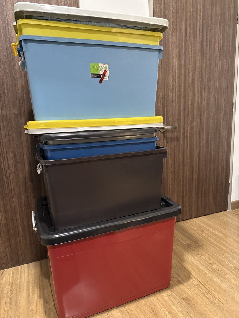 Stackable Storage Boxes with Lids (Category: Storage Boxes & Baskets) located in Kuala Lumpur. Submitted by fiza.f (Listing ID 1453013470, Image 2). Description: - Storage boxes - Includes: 1 large brown box, 1 blue box, 1 light blue box with yellow lid - All boxes come with lids - Ideal for organizing clothes, toys, and other household items Small RM15 Medium RM20 Large RM30 Extra Large 35 Take 3 small - RM50 Tale 3 medium - RM70 - Great for dec