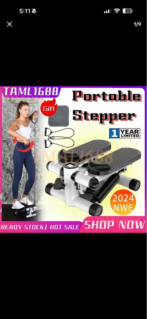 Stepper Exercise (Category: Cardio & Fitness Machines) located in Singapore. Submitted by flowahonline2 (Listing ID 1453139811, Image 2). Description: Bought on tiktok shop last year for $32 Literally used like twice and now i dont want it anymore Everything still in good condition, looks brand new comes with the grey mat also .