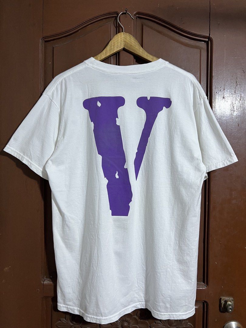 Vlone Purple Design Print White Shirt (Category: Tshirts & Polo Shirts ) located in Manila. Submitted by thriftpoint99 (Listing ID 1453187739, Image 2). Description: 22.5x29 No issue Excellent condition.
