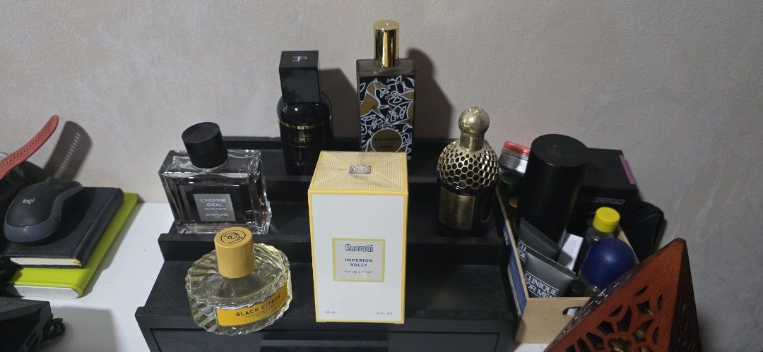 WTS & Decluttering (Category: Fragrance & Deodorants) located in Singapore. Submitted by bkhr10 (Listing ID 1453213421, Image 1). Description: Help a brother out! Selling the items that were previously posted. 1) Les Eaux Primordiales,Santal Superfluide, 100ml, few sprays off [$160] 📦 2) Memo Irish Leather, 100 ml, few sprays off [$120] 📦 3) Guerlain Lhomme Ideal, 90ml/100ml, [$120]📦 4) Guerlain Santal Royal, 120ml/125ml, [$200]📦 5) Vilhelm P