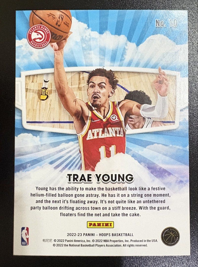 2022-23 Panini NBA Hoops Trae Young Skyview Card (Category: Raw Singles) located in Manila. Submitted by steadycards80 (Listing ID 1454861745, Image 2). Description: - 2022-23 Panini NBA Hoops Skyview Card - Features Trae Young - Card Number: 10 - Excellent for any basketball enthusiast's collection.