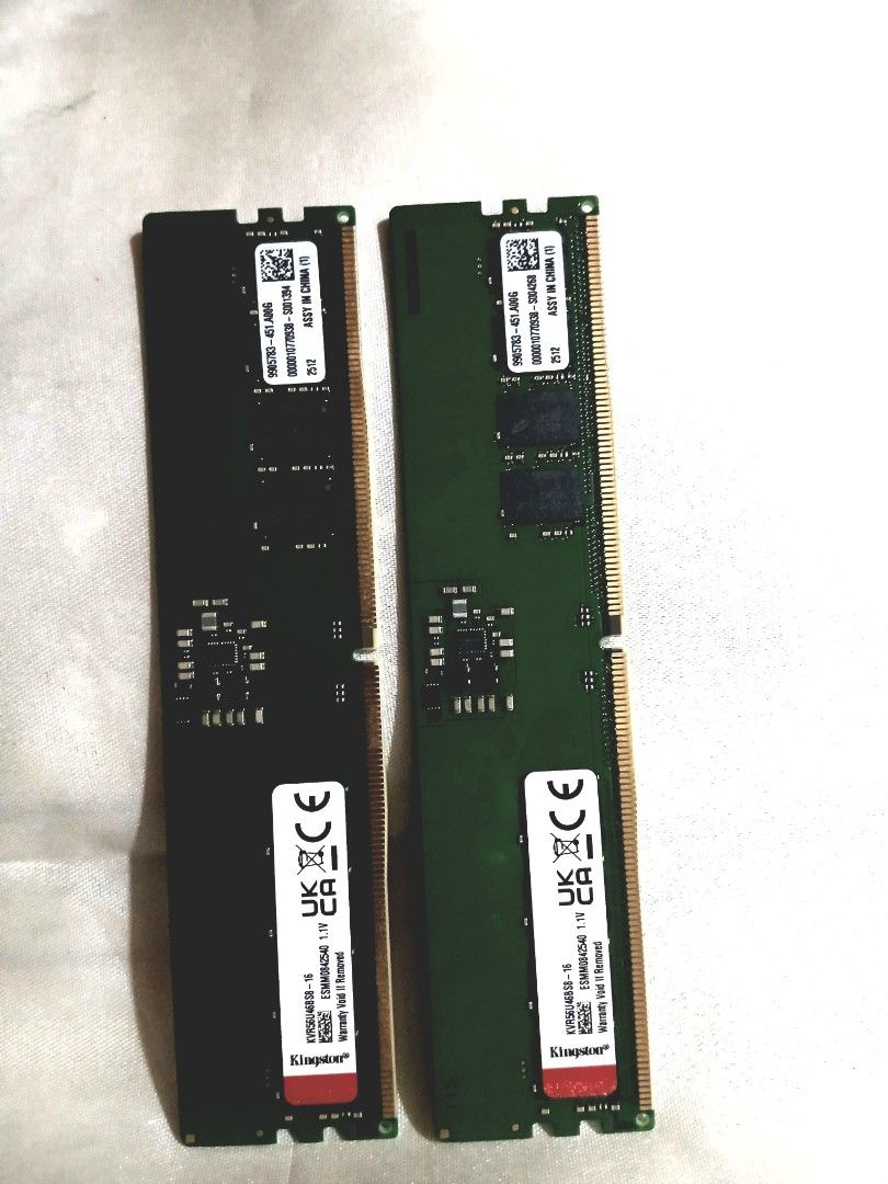 Kingston DDR5 16gb RAM (Category: Computer Parts) located in Quezon City. Submitted by ranger.rgr (Listing ID 1454784617, Image 2). Description: ALMOST BRAND NEW (2 Pcs. left available) 9,500 per piece 16 GB Kingston RAM KVR56U46BS8-16 DDR5-5600 CL-46 SDRAM memory module for PC * 16 GB size capacity per stick * DDR5 * 64-Bit 1Rx8 2G * PC5-5600 CL46 288-Pin DIMM * 30 day warranty Payment Option: Cash, BDO, BPI, Maya, GCash, COD.