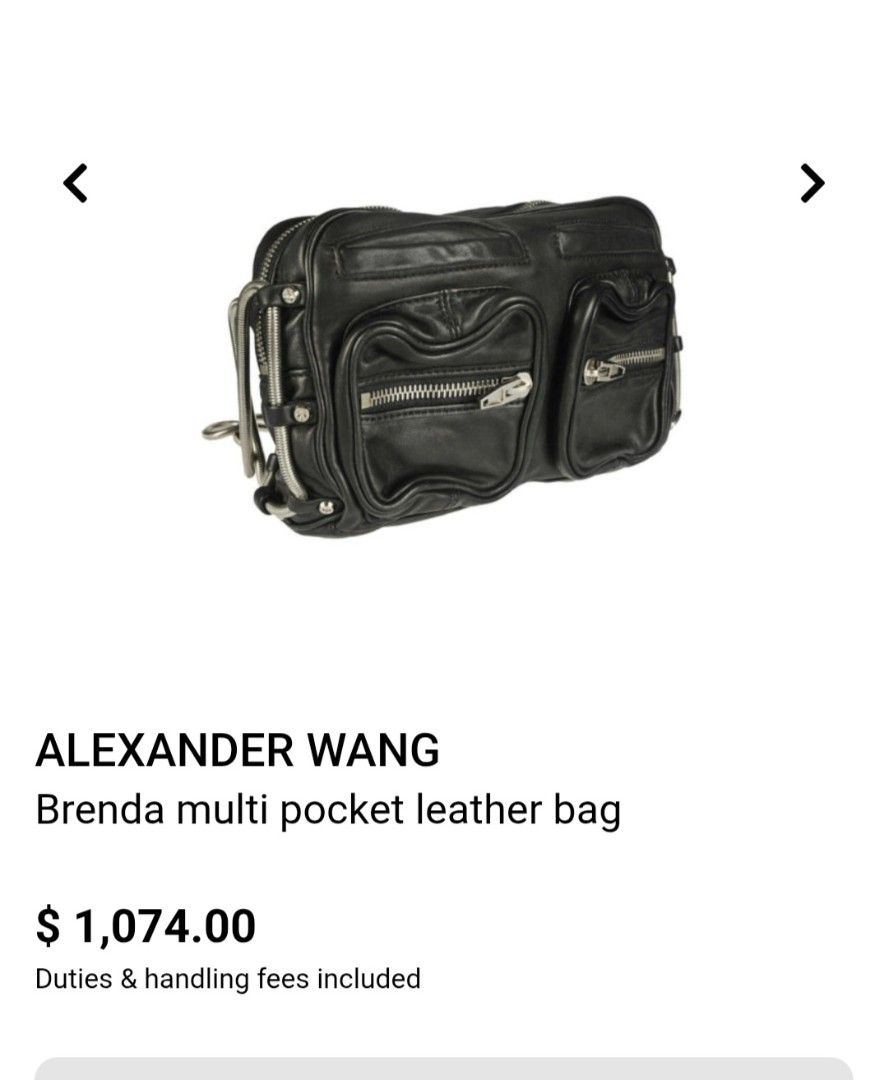 Alexander Wang Brenda multi pocket leather bag (Category: Luxury Bags & Wallets) located in Quezon City. Submitted by 53888 (Listing ID 1454919908, Image 1). Description: - Authentic Alexander Wang Brenda bag - Genuine black leather - Multi-pocket design for excellent organization - Numerous zippers and compartments - Stylish silver hardware - Chic chain strap.