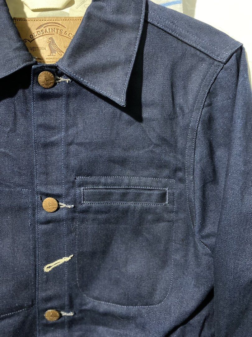 ALLSAINTS Amekaji Raw Selvage Denim (Category: Coats, Jackets and Outerwear) located in Manila. Submitted by why_notph (Listing ID 1454760754, Image 2). Description: - Blue indigo denim jacket - Made with premium L.G. Narrowloom Denim - Features classic branded buttons - Includes a convenient chest pocket - Timeless workwear design - Size: XS on tag but can fit to size S-M mens - Dimensions : 25x17.5.