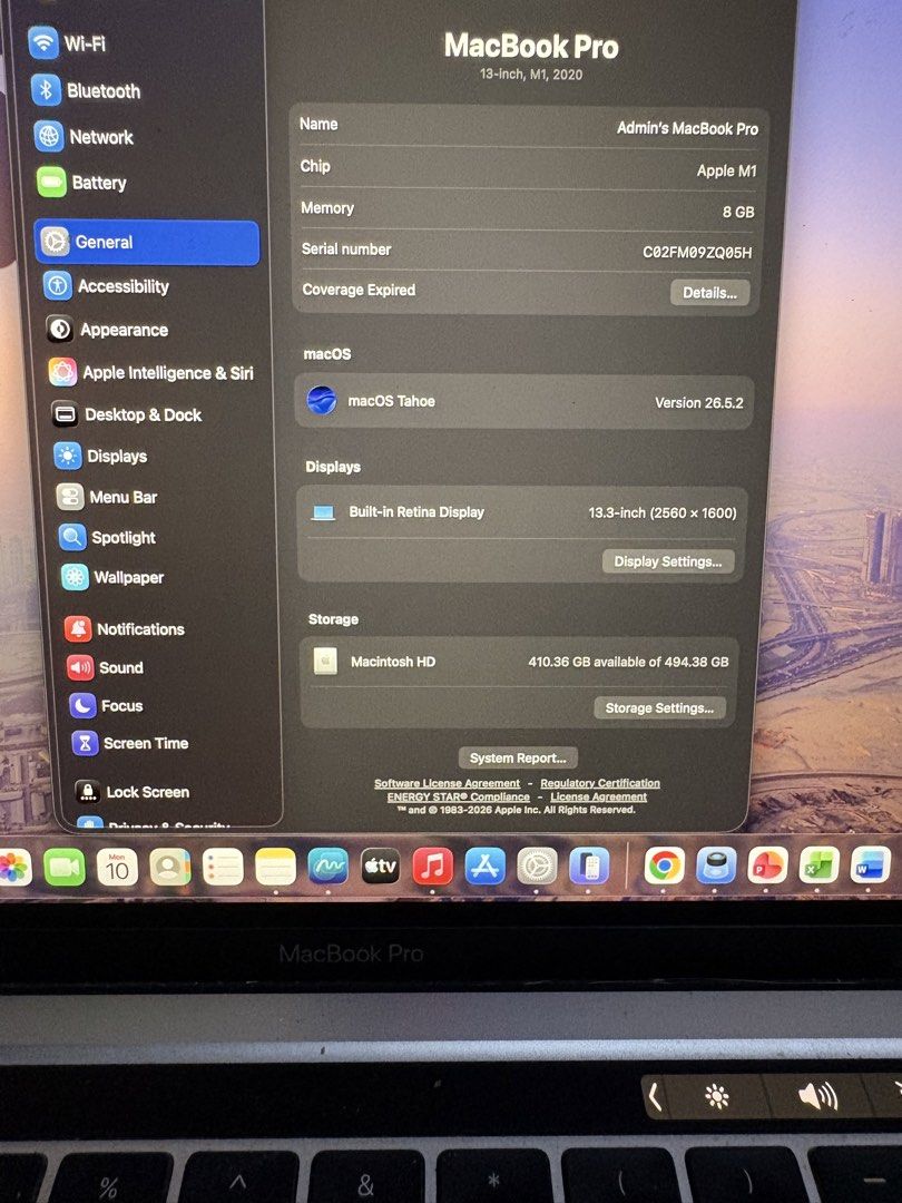 Apple MacBook Pro Laptop (Category: Laptops & Notebooks) located in Caloocan City. Submitted by bigbossoma (Listing ID 1454788354, Image 2). Description: - MacBook Pro M1 512 GB SSD - Reliable for everyday use - Battery health at 94% Cycle Count 194 Inclusions: Free laptop bag, mouse pad, and charger Fixed price. Please don’t ask about the LP. .