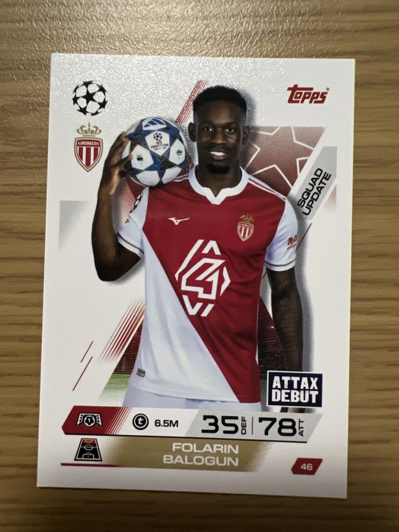 Assorted characters (Category: Raw Cards) located in Singapore. Submitted by wah_zai1990 (Listing ID 1454892695, Image 2). Description: Selling two Topps football cards. One features Paul Pogba, the other Folarin Balogun. Both are wearing AS Monaco kits. Great for any football fan or collector. Grab these players for your collection!.