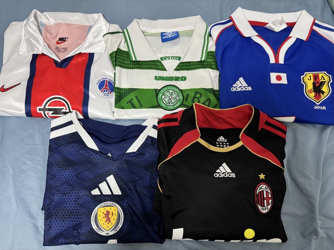 Assorted Jersey (Category: Activewear) located in Singapore. Submitted by blendnaldo (Listing ID 1454928772, Image 1). Description: 🫪PSG White Kit - Used - $20 PTP 49 (L size) 🫪Celtics White Kit - Used - $20 PTP 50-51 (L size) 🫪Japan Blue Kit (Nakata) - New - $25 PTP 51-52 (L size) 🫪Scotland Kit (Mctominay) - New - $30 PTP 50 (L size) 🫪AC Milan Black Kit (Kaka) - Used - $20 PTP 50 (L size) Pm for PTP pics Meetup/Delivery ok.