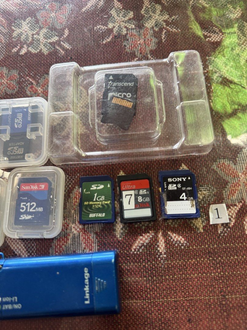 Assorted USB Drives, SD Cards, MicroSD Cards (Category: Memory & SD Cards) located in Cainta. Submitted by danica010314 (Listing ID 1454820795, Image 3). Description: - Assorted Memory Cards & USB Drives for Sale - Brands include SanDisk, Transcend, Sony, and Buffalo - Capacities available: 128MB, 512MB, 1GB, 4GB, 8GB - Includes USB flash drives - Also selling a PicoBoost charger - All items are tested and fully functional - Ideal for expanding y