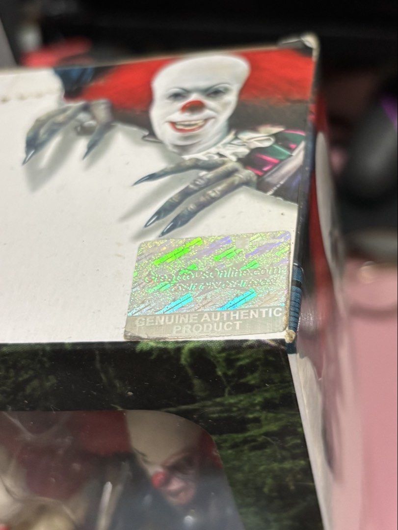 Authentic NECA IT Pennywise 1990 (Category: Figurines & Statues) located in Manila. Submitted by chow.yyyy (Listing ID 1454879080, Image 3). Description: Authentic NECA IT Pennywise 1990 BIB Complete accessories 2500 Manila area.