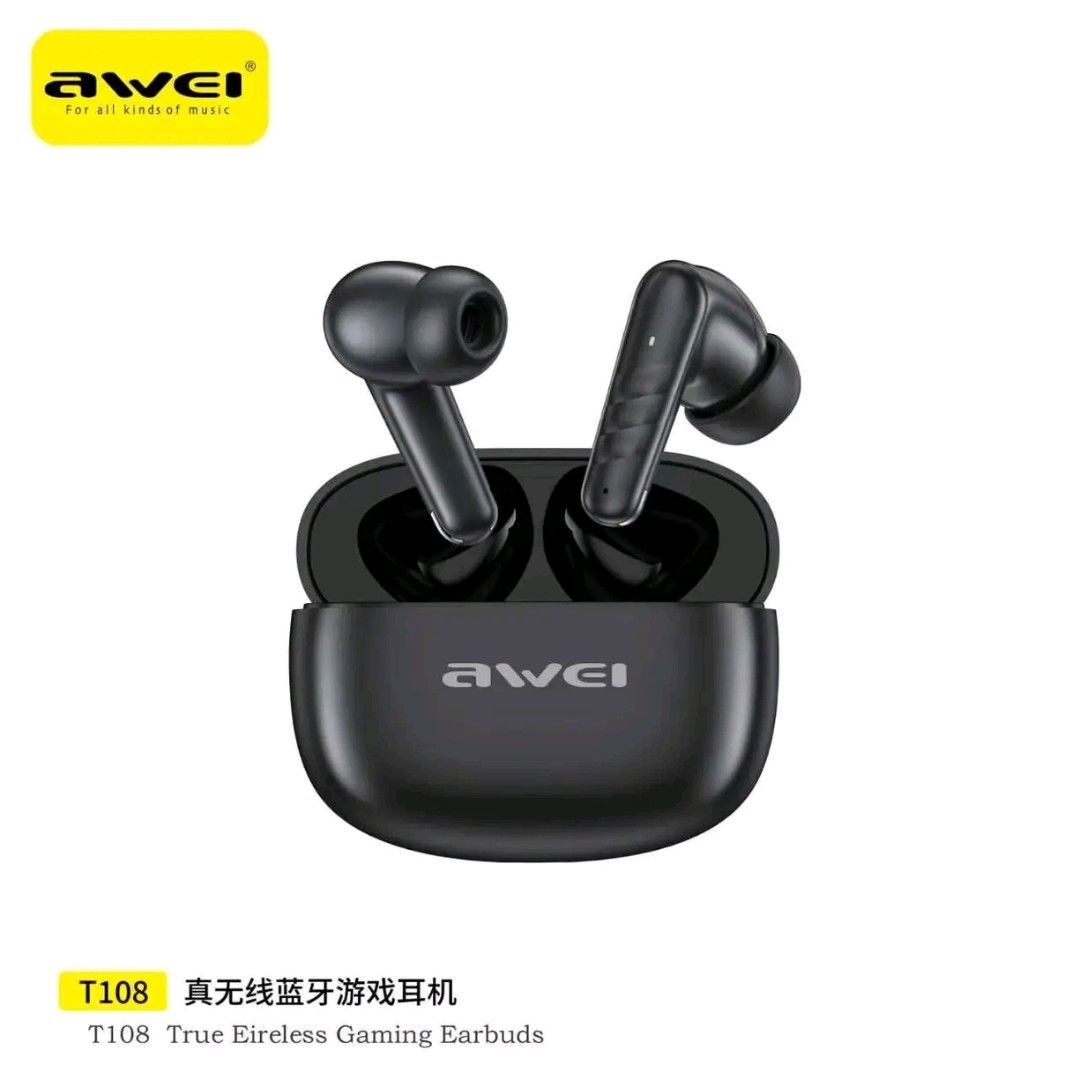 Awei T108 True Wireless Gaming Earbuds (Category: Earphones) located in Manila. Submitted by marvieobordo (Listing ID 1454841359, Image 2). Description: - Awei T108 True Wireless Gaming Earbuds - Powerful bass for immersive sound - HD sound quality - Long battery life with charging case - Ideal for gaming and music.