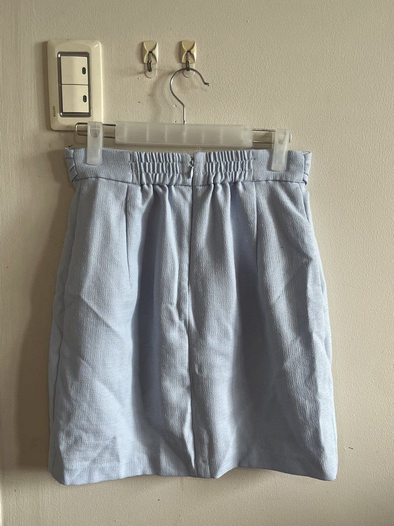 Baby blue Ribbon Skirt (Category: Skirts) located in Muntinlupa City. Submitted by lovedbysabel (Listing ID 1454768960, Image 2). Description: Bought during my trip to SoKor 🇰🇷 and worn only once during the SEVENTEEN concert, then stored in my closet for a long time. Has garter at the back and a zipper. Needs a little ironing/steaming.