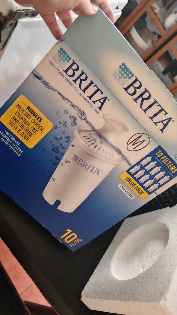 Brita Water Filter Pitcher Refills - 10 Count Value Pack (Category: Pitchers & Dispensers) located in Taguig. Submitted by uyprecious (Listing ID 1454817208, Image 1). Description: Brita pitcher replacement filters. This is a value pack with 10 filters. Reduces mercury, copper, cadmium, zinc, and chlorine. Also improves taste and odor. For use with Brita pitchers. .