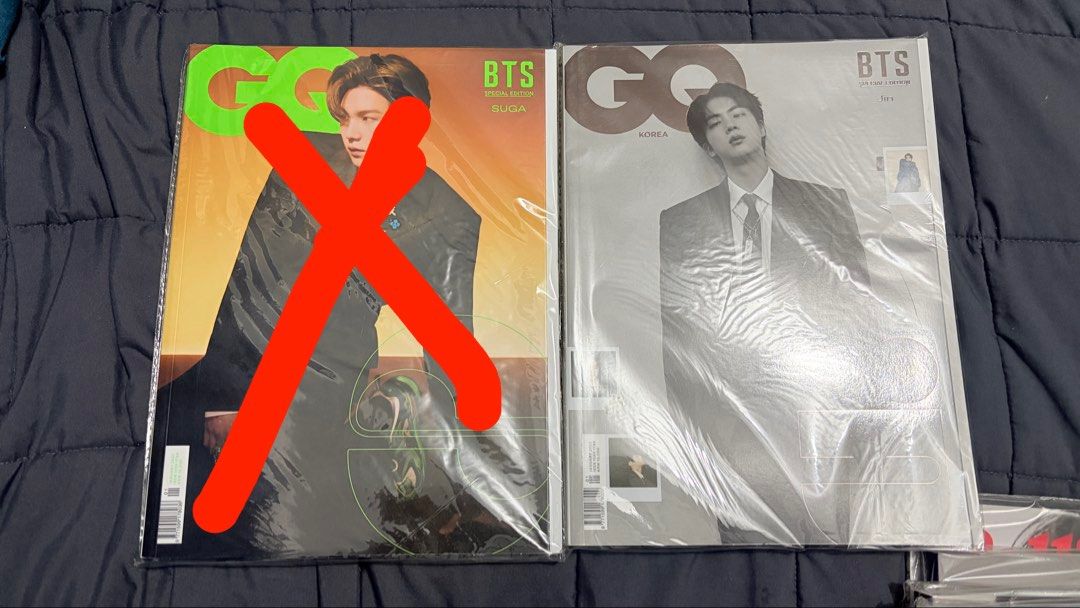 BTS Magazines (Category: Magazines) located in Antipolo. Submitted by meehyan (Listing ID 1454521603, Image 1). Description: PLEASE READ! ❌ YOONGI GQ ❌ ❌ YOONGI ROLLING STONE ❌ • GQ Korea (Jin) - 300 • Vogue Korea (OT7) - 350 • D'ICON (Suga, Jin) - 300 each • Rolling Stone (Jimin) - 400 - all sealed.