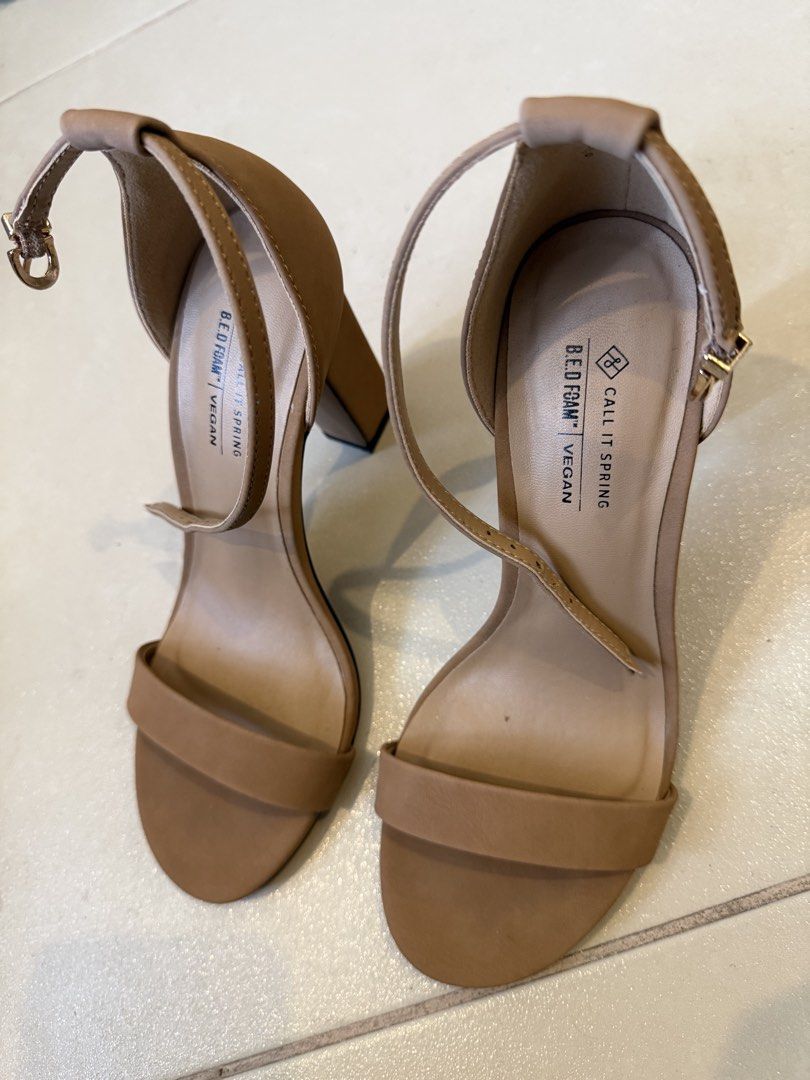 Call it spring brown heels (Category: Heels) located in Quezon City. Submitted by declutterxfaye (Listing ID 1454760636, Image 2). Description: Used only once!.