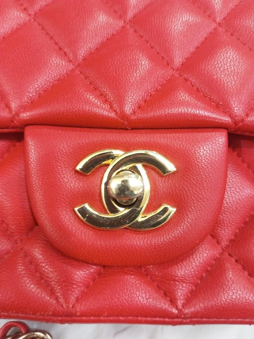 Chanel Red Quilted Lambskin Classic Flap Bag (Category: Luxury Bags & Wallets) located in Bacolod City. Submitted by exequelgra46775 (Listing ID 1454921956, Image 2). Description: - Classic Chanel flap bag in bright red - Genuine lambskin leather with signature quilting - Elegant gold chain strap - Iconic CC turn-lock closure - Interior 'Chanel Made in France' stamp - Authenticity sticker included - A perfect statement accessory.