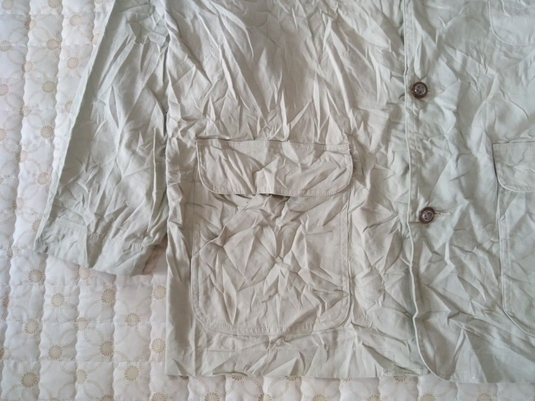 Chore Workwear Khaki Jacket LL Beans Insp. (Category: Coats, Jackets and Outerwear) located in Zamboanga. Submitted by nurbya898048 (Listing ID 1454948909, Image 3). Description: A Workwear Chore Jacket, khaki color way, Cords collar & sleeve hem, perfect for everyday casual or outfit, LL Bean inspired. Size fit to 2xl/Oversized Dimesions; Width 26 Length 31 Shoulder 23 Steve 24 Excellent condition Color rate 9.8/10 Khaki color, brown collar & he