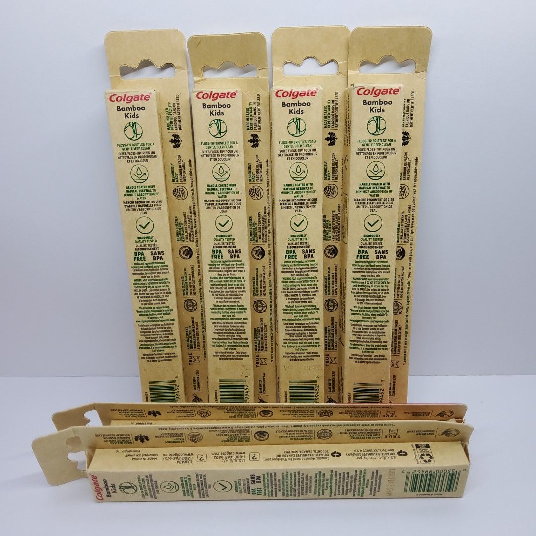 Colgate Bamboo Kids Toothbrushes 5+ Years Soft Bristles (Category: Oral Care) located in Quezon City. Submitted by goodz4good (Listing ID 1454932004, Image 2). Description: - Pack of 4 Colgate Bamboo Kids Toothbrushes - Suitable for ages 5 and up - Features soft bristles for gentle cleaning - Made with a sustainable bamboo handle - BPA-free materials - Perfect for eco-conscious families mode of payment gcash or cod meet up available free delivery