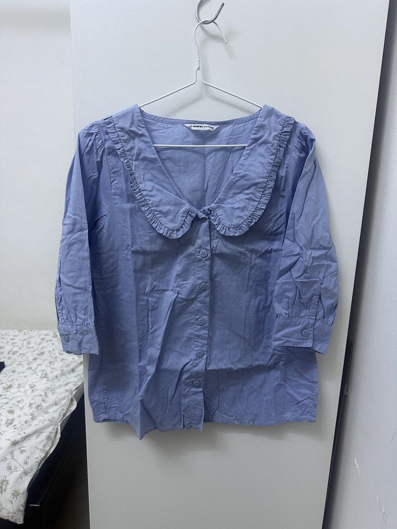 Collared Button-Up Blouse (Category: Blouses) located in Shah Alam. Submitted by ilovemycatbuddy (Listing ID 1454928135, Image 1). Description: Can fit S & M Shoulder: 14 inch Can pm for detailed measurements .