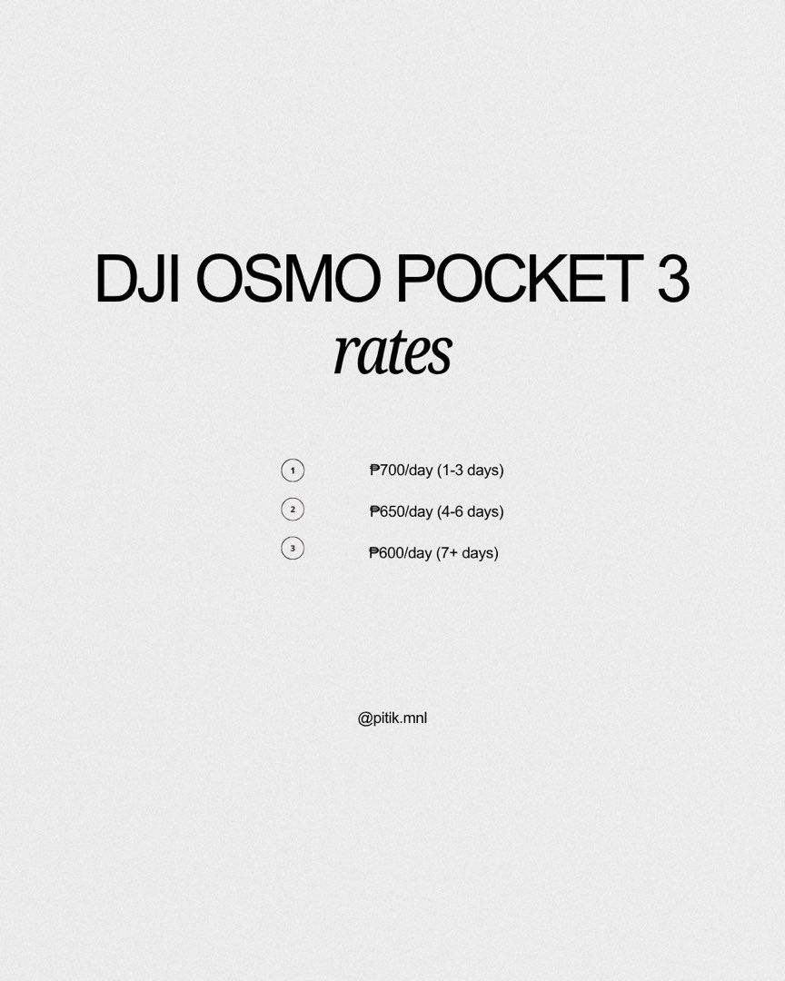 DJI Osmo Pocket 3 / Instax (FOR RENT) (Category: Cameras) located in Quezon City. Submitted by lilocaspercilla (Listing ID 1454800614, Image 3). Description: please message @pitik.mnl on IG for inquiries and sample photos! .