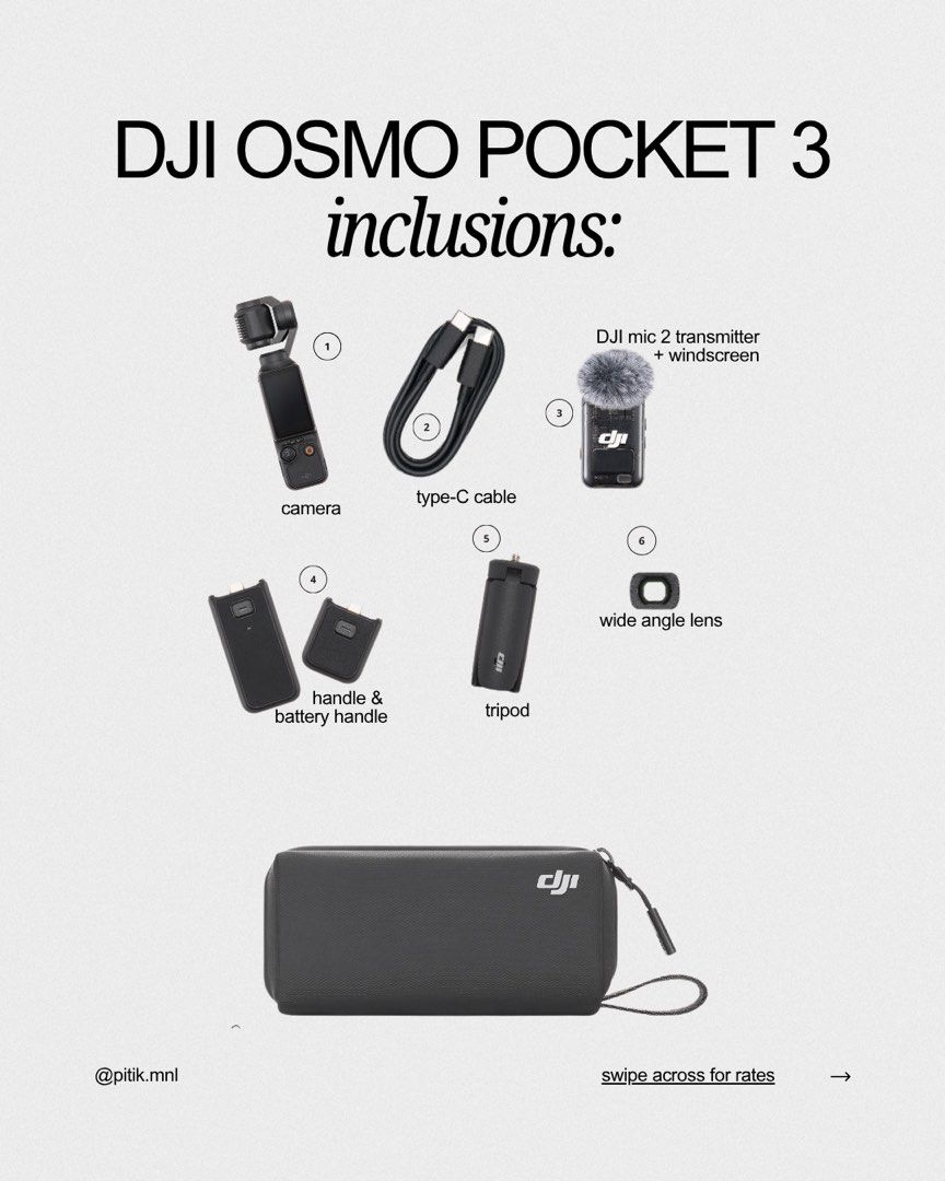 DJI Osmo Pocket 3 / Instax (FOR RENT) (Category: Cameras) located in Quezon City. Submitted by lilocaspercilla (Listing ID 1454800614, Image 2). Description: please message @pitik.mnl on IG for inquiries and sample photos! .