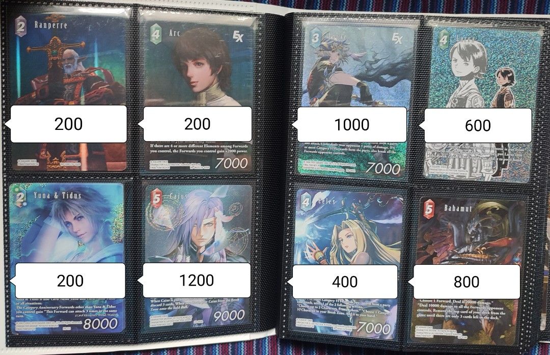 Final Fantasy TCG single cards (Category: Raw Singles) located in Paranaque City. Submitted by otakumeisters (Listing ID 1454774666, Image 1). Description: ❗Fixed price. Prices are on the pics. ❗Sold cards are marked X. ❗Minimum order of 300 php. ❗Auto block ang di marunong magbasa. ❗Payment: Gcash/ BPI ❗Delivery: Lalamove/ Lbc (Buyer's expense) ❗Location: Parañaque.
