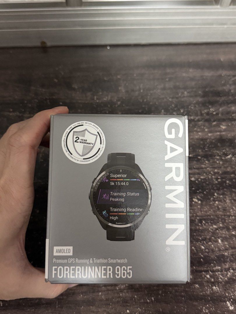 Forerunner 965 (Category: Wearables & Smart Watches) located in Singapore. Submitted by flyboy0711 (Listing ID 1454904080, Image 3). Description: Forerunner 970 watch in good condition. Some wear in rubber strap. Comes with box, charging cable and case protector..