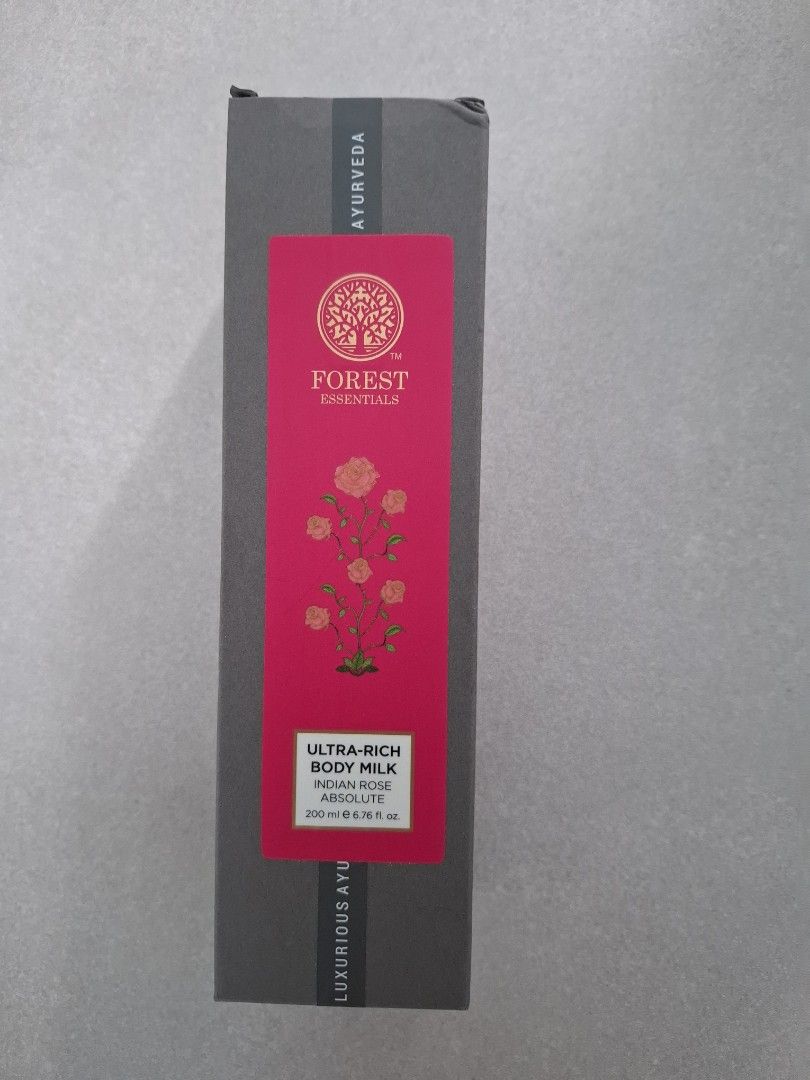Forest Essentials (Category: Body Care) located in Singapore. Submitted by rainbow27 (Listing ID 1451912649, Image 2). Description: These products are the Forest Essentials: Ultra-Rich Body Milk (Indian Rose Absolute): A deeply A deeply moisturizing body lotion formulated with 100% pure Ayurvedic extracts like essential oils, beeswax, and cream of milk to nourish dry skin. [1] Hydrating Body Mist (Rose & Cardamom): A fresh, aromatic body spray in
