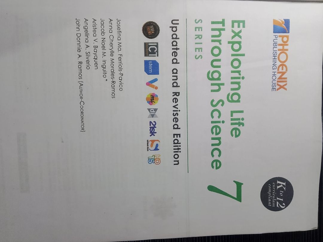 Grade 7 Exploring Life Through Science Book Updated and Revised Edition (Category: Textbooks) located in Angeles City. Submitted by ellaellaelle (Listing ID 1454844003, Image 2). Description: - Updated and Revised Edition - Exploring Life Through Science, Series 7 - Phoenix Publishing House - K to 12 Compliant Curriculum - Authors: Joverna Ma. Feri05-Pravico, Arna Cherylle Morales-Romes, and others - Book still very new.
