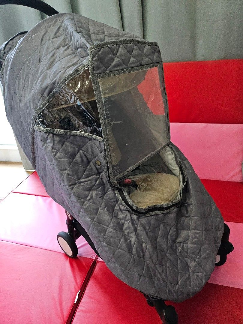 Grey Quilted YOYO Stroller Winter Cover (Category: Strollers) located in Manila. Submitted by ashleypark2019 (Listing ID 1454860005, Image 1). Description: YOYO stroller winter cover Very useful for cold climates and winter travel abroad. Provides wide coverage to help protect your baby from cold air and wind. Features a clear front viewing window, allowing you to easily check on your baby. The clear window still has its original protective film 